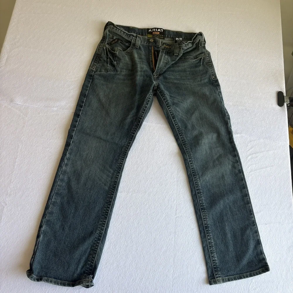 Ariat Rebar M5 Men's Blue Medium Wash Slim Straight Ironside Jeans 34/32